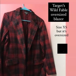 Wild Fable red and black plaid oversized blazer